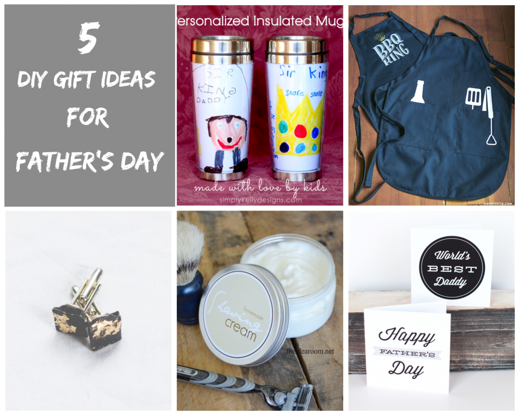 Ioanna's Notebook - 5 DIY gift ideas for Father's Day - Personalized insulated mugs - BBQ Apron - Gold leaf cufflinks - DIY shaving cream - Free printable cards