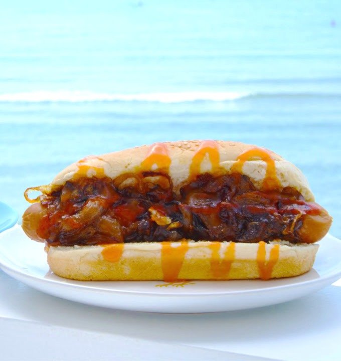 Ioanna's Notebook - Hot Dog with caramelized onions