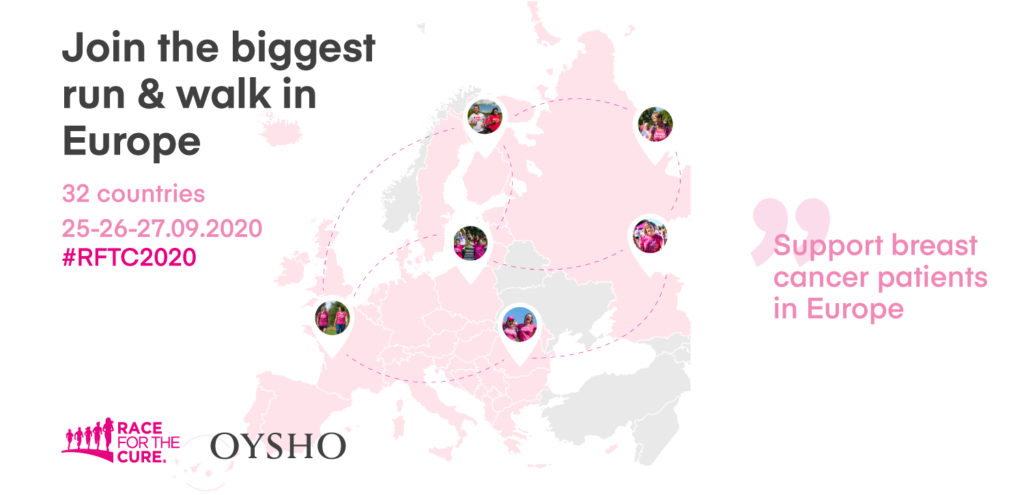 Η Oysho συνεργάζεται με τη THINK PINK EUROPE στη μάχη κατά του καρκίνου του μαστού. Η Oysho ενώνει τις δυνάμεις της με τη Think Pink Europe ως ευρωπαϊκός συνεργάτης στον αγώνα δρόμου Race for the cure®, μετά από τη συνεργασία τους στους αγώνες της Ελλάδας και της Ιταλίας στη μάχη κατά του καρκίνου του μαστού.