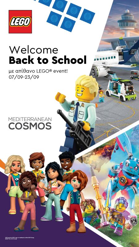 Η νέα σχολική χρονιά στο Mediterranean Cosmos είναι γεμάτη εκπλήξεις και δραστηριότητες για μικρούς και μεγάλους! Διαδραστικά LEGO® stages, live ραδιοφωνικές εκπομπές, ξυλοπόδαροι και μουσικά σχήματα κάνουν αξέχαστο αυτόν τον Σεπτέμβριο στο Mediterranean Cosmos!