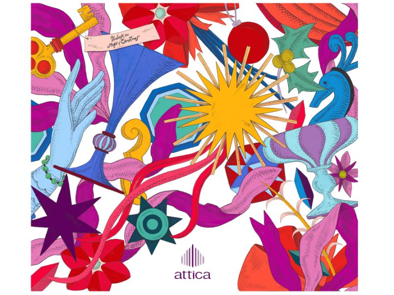 Unlock the Magic of Christmas @ attica  | Τα πολυκαταστήματα attica συνεργάζονται για δεύτερη χρονιά με τον διεθνώς αναγνωρισμένο Έλληνα illustrator Σπύρο Χάλαρη για τα Χριστούγεννα